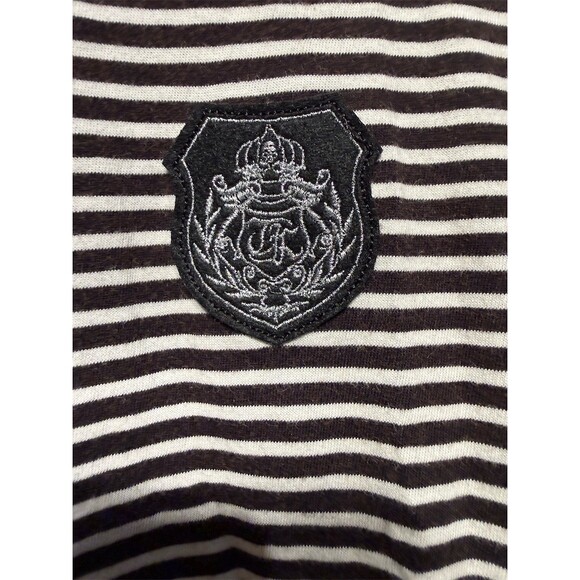 The Kooples France T-Shirt Mens Size S Black White Striped Crewneck Crest Patch - Picture 5 of 5